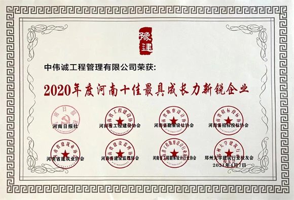 2020年度河南十佳最具成长力新锐企业